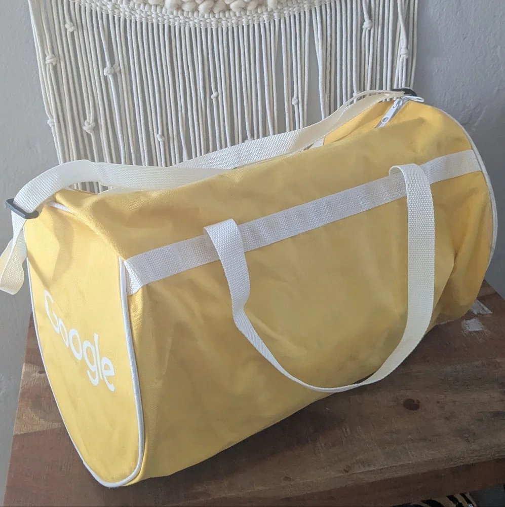 Google Branded Yellow Duffle Barrel Bag